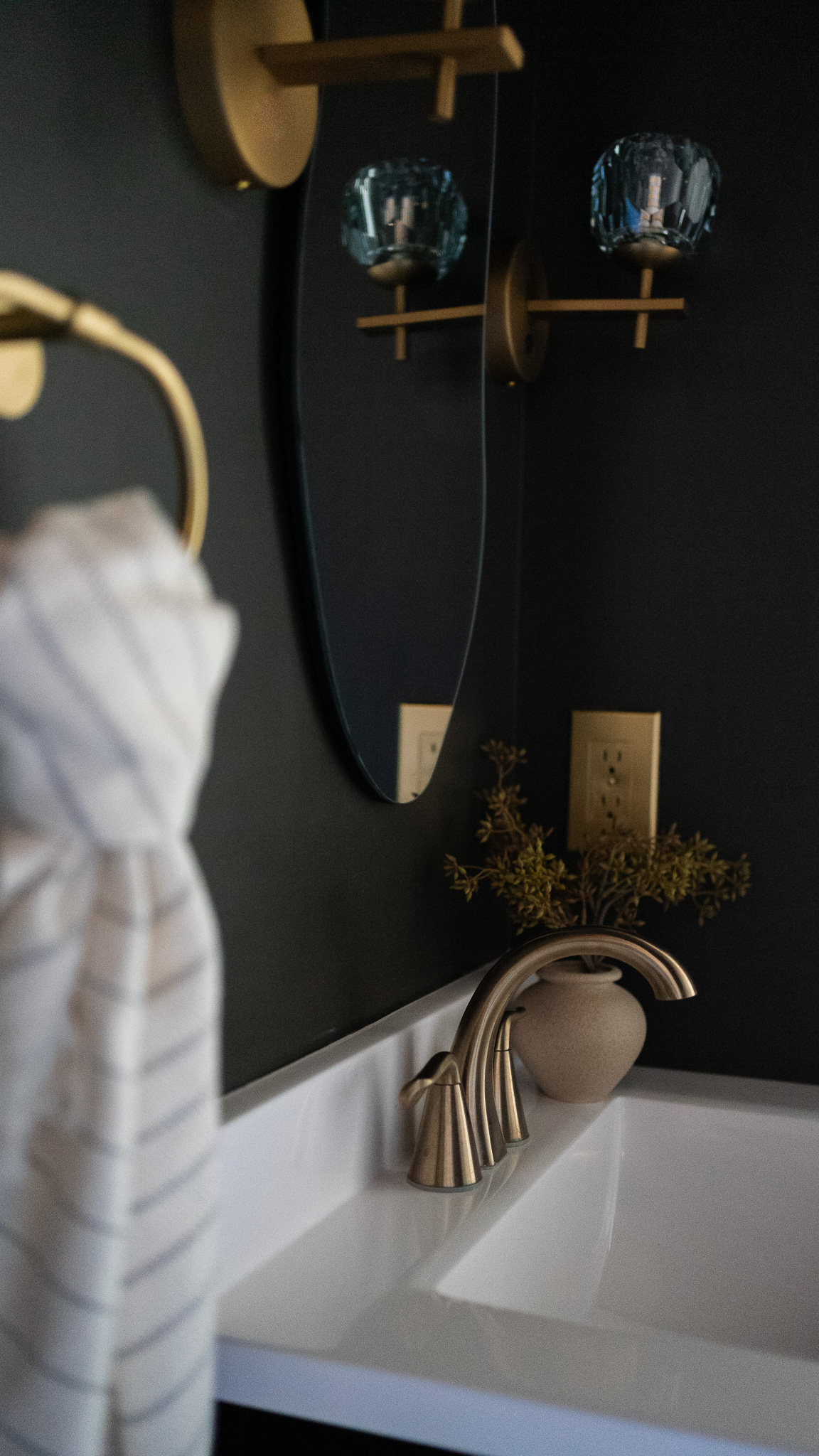 How I Transformed A Moody Powder Room On A Budget - Shelley Bates Home